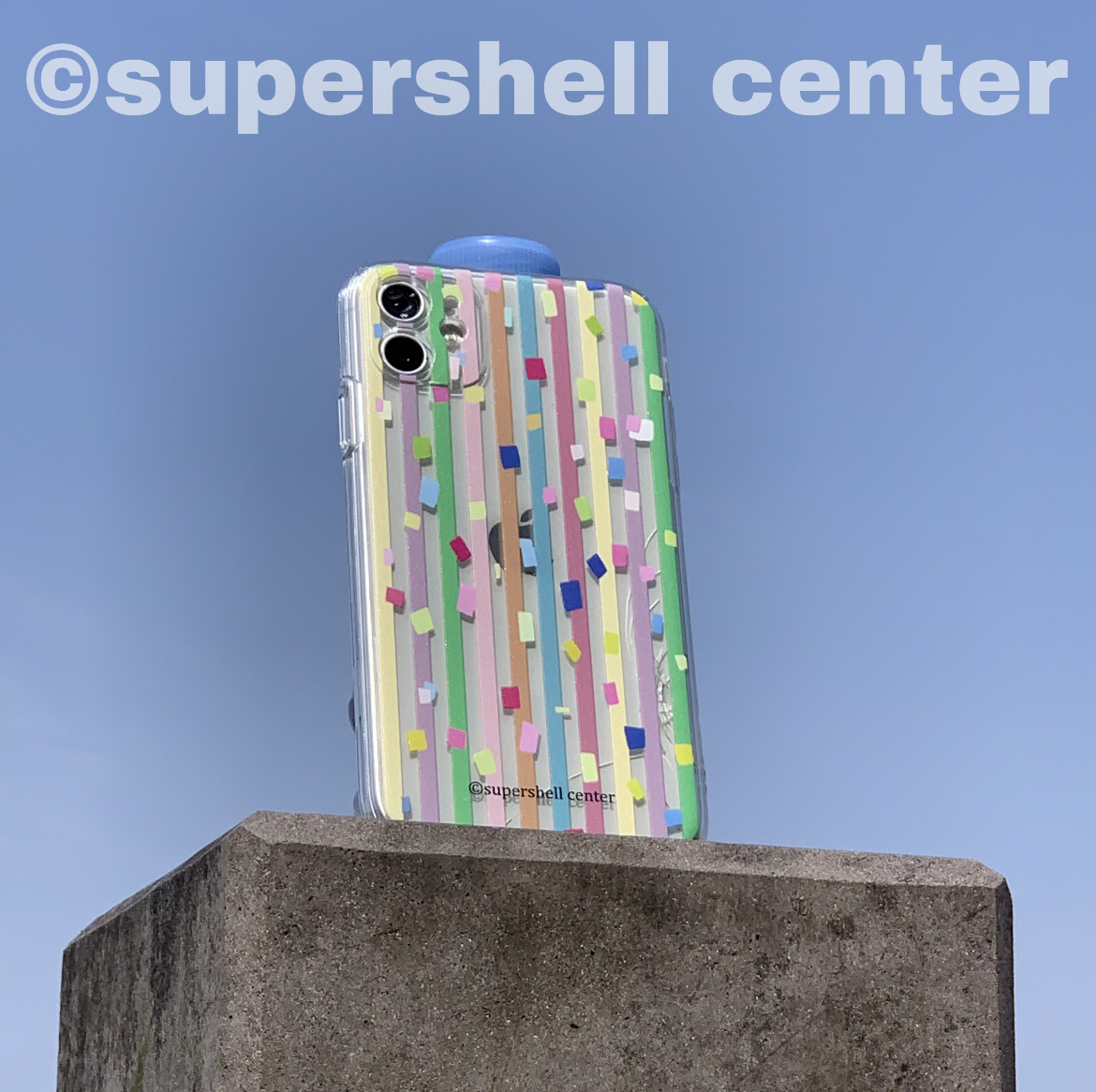 オリジナル可愛い縞柄iPhone 14 Proケース カラフル虹色縞模様アイフォン15/14promaxクリア