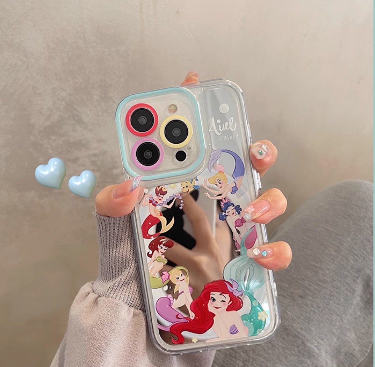 可愛い鏡面人魚姫iPhone 15 Pro/1415 Pro Maxケース リトル・マーメイド人気アリエル アイフォン